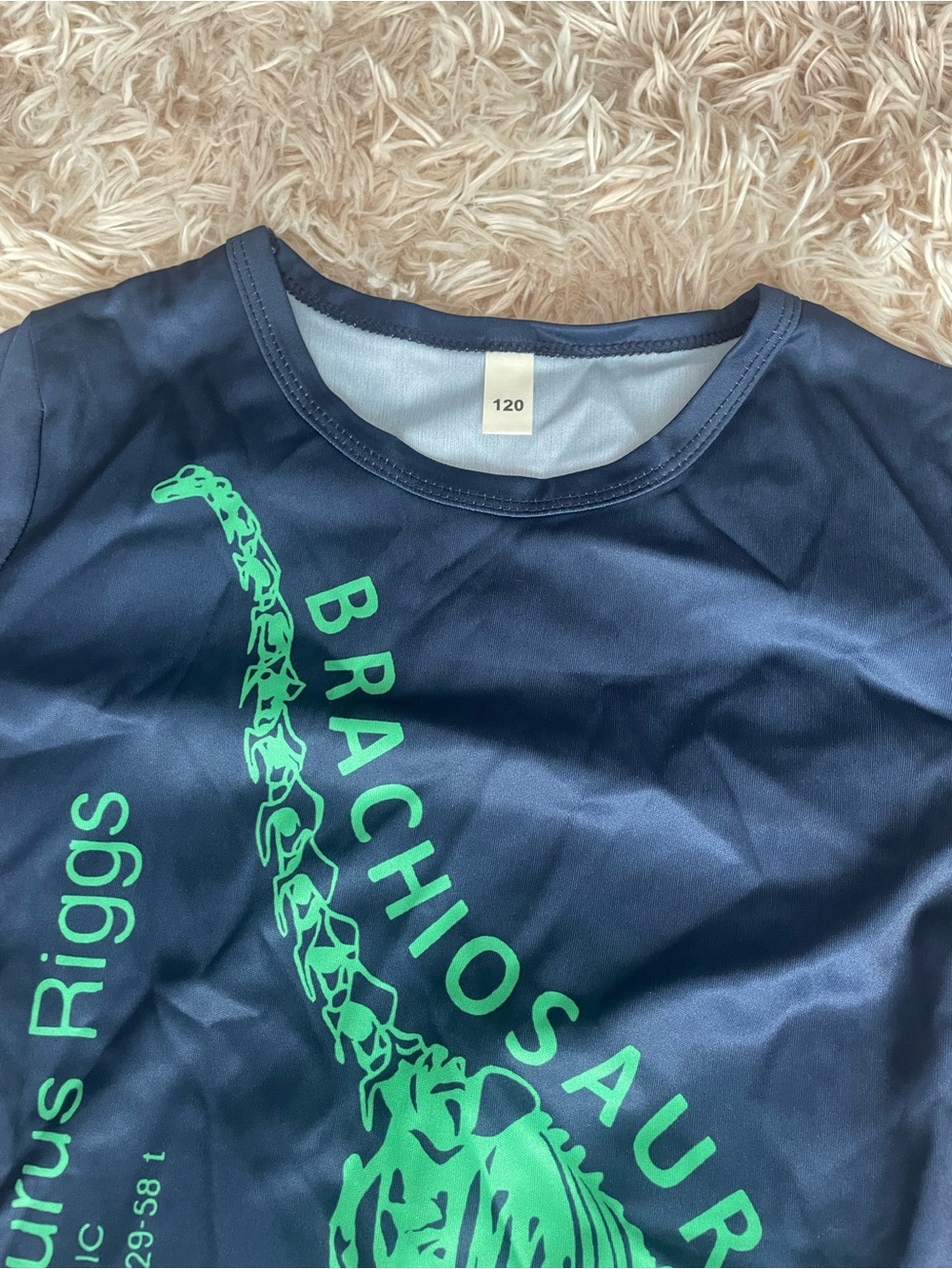 Kids Brachiosaurus Graphic Tee - Navy with Green Print